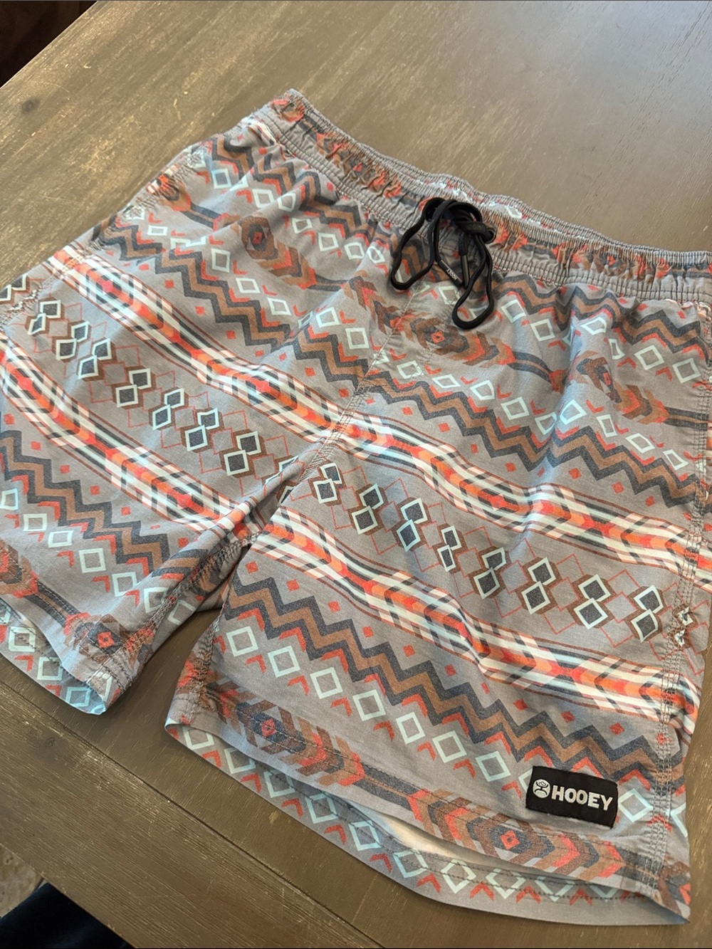 Hooey Gray, Orange & Light Blue Tribal-Pattern Men's Hybrid Shorts
